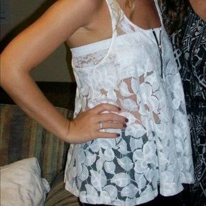 White Lace Flowy Top